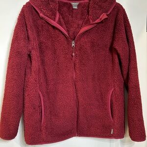 Cozy Eddie Bauer Fleece Zip-Up Jacket in Burgundy Maroon COZY